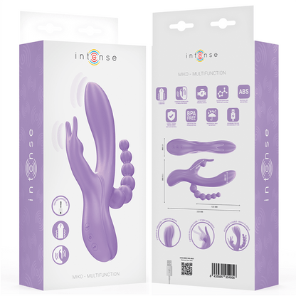 INTENSE - MIKO TRIPLE VIBRATOR RABBIT & STIMULATOR & ANAL 7 VIBRATIONS PURPLE - Kink&Play