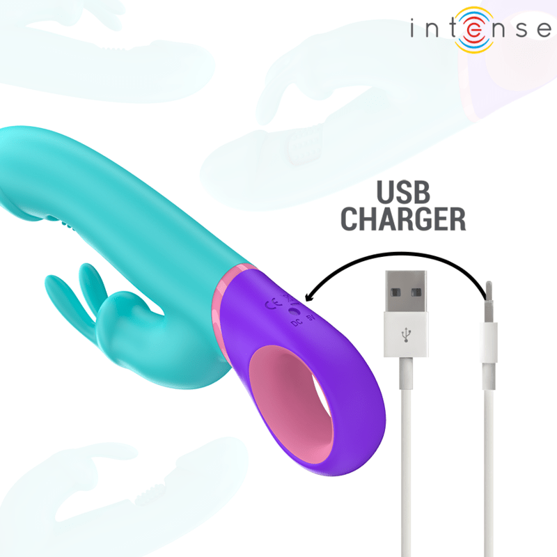 INTENSE - MONICA RABBIT VIBRATOR WITH ROTATING G - SPOT STIMULATOR BLUE - Kink&Play