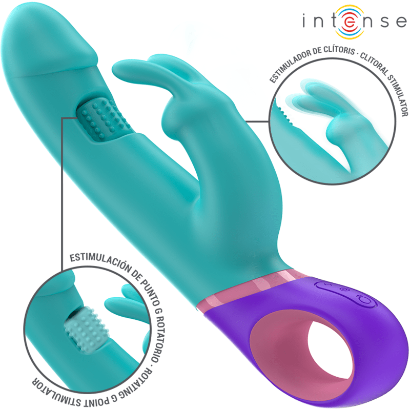INTENSE - MONICA RABBIT VIBRATOR WITH ROTATING G - SPOT STIMULATOR BLUE - Kink&Play