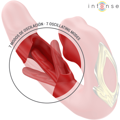 INTENSE - NATHY DOUBLE VIBRATOR WITH MULTIFUNCTION STIMULATING MOUTH RED - Kink&Play