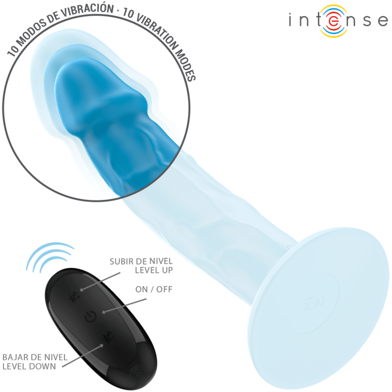 INTENSE - PHOEBE REALISTIC VIBRATOR 10 VIBRATIONS BLUE REMOTE CONTROL - Kink&Play