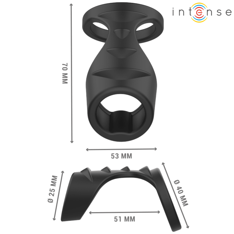 INTENSE - THEO DOUBLE SILICONE PENIS RING BLACK MODEL 3 - Kink&Play