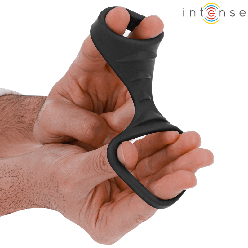 INTENSE - THEO DOUBLE SILICONE PENIS RING BLACK MODEL 3 - Kink&Play
