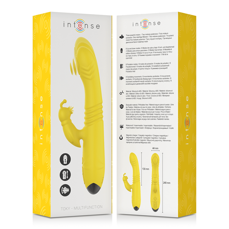 INTENSE - TOKY MULTIFUNCTION VIBRATOR UP & DOWN WITH CLITORAL STIMULATOR YELLOW - Kink&Play