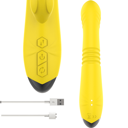 INTENSE - TOKY MULTIFUNCTION VIBRATOR UP & DOWN WITH CLITORAL STIMULATOR YELLOW - Kink&Play