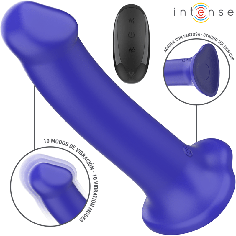 INTENSE - VICTORIA VIBRATOR WITH SUCTION CUP 10 VIBRATIONS DARK BLUE REMOTE CONTROL - Kink&Play