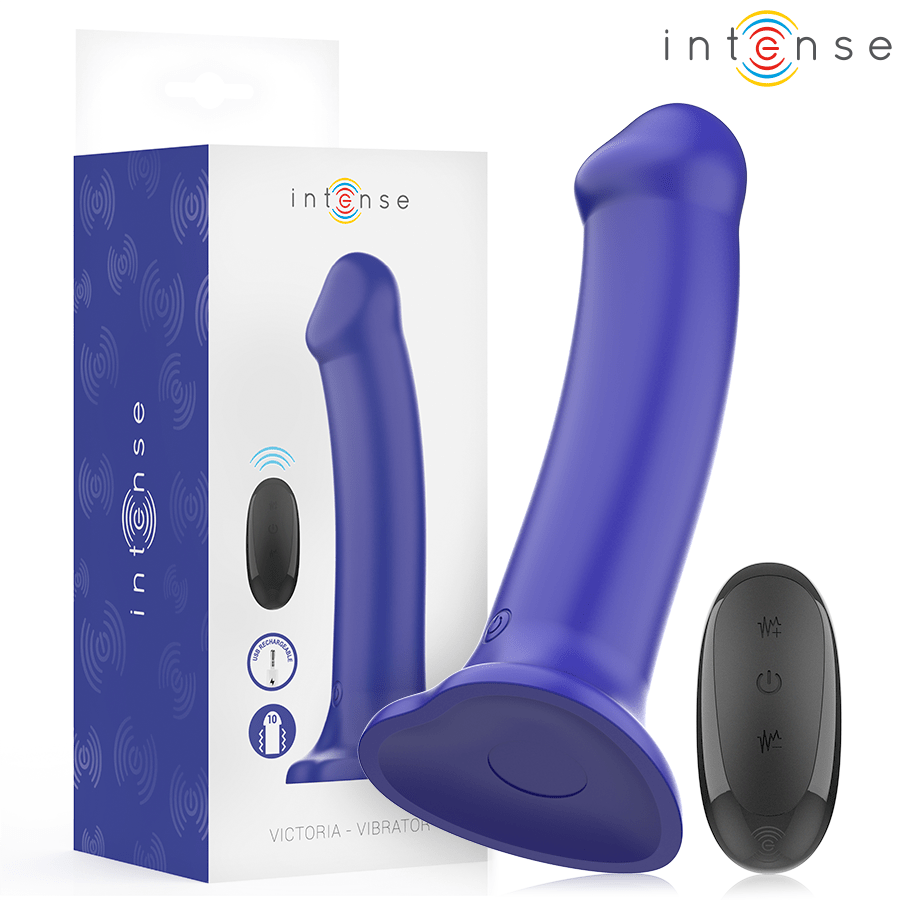 INTENSE - VICTORIA VIBRATOR WITH SUCTION CUP 10 VIBRATIONS DARK BLUE REMOTE CONTROL - Kink&Play