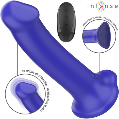 INTENSE - VICTORIA VIBRATOR WITH SUCTION CUP 10 VIBRATIONS DARK BLUE REMOTE CONTROL - Kink&Play
