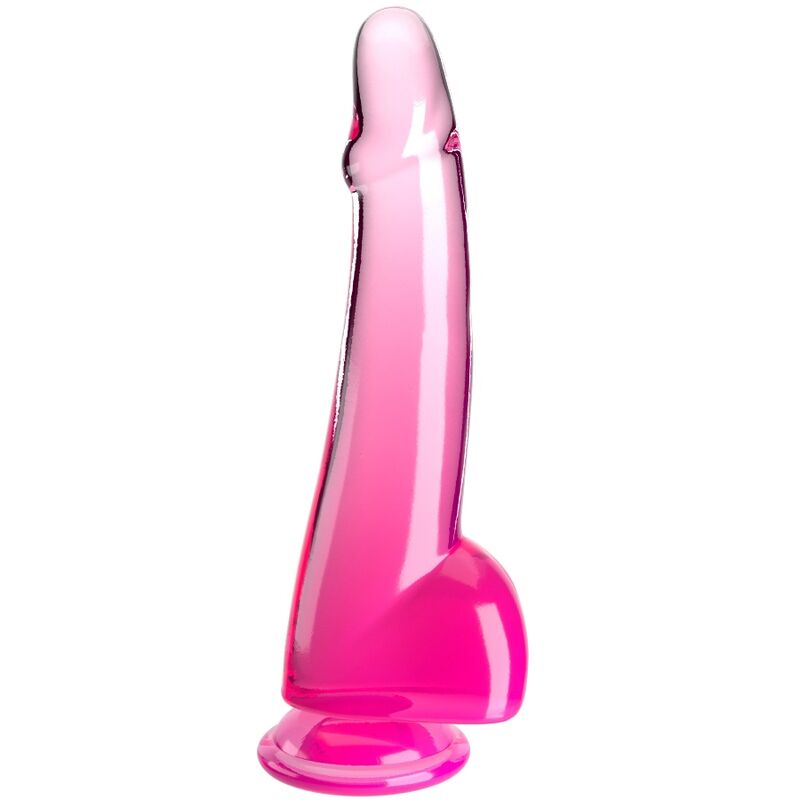 KING COCK - CLEAR DILDO WITH TESTICLES 19 CM PINK - Kink&Play