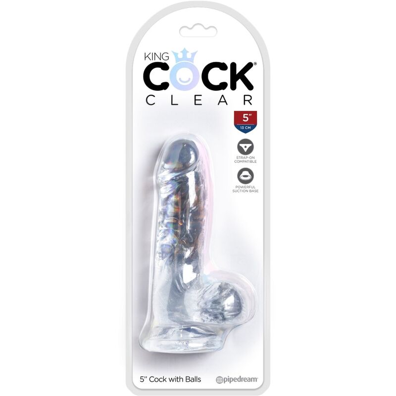 KING COCK - CLEAR REALISTIC PENIS WITH BALLS 10.1 CM TRANSPARENT - Kink&Play