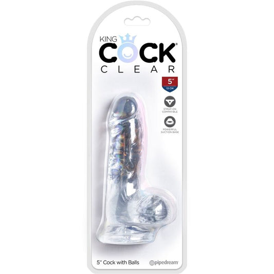 KING COCK - CLEAR REALISTIC PENIS WITH BALLS 10.1 CM TRANSPARENT - Kink&Play