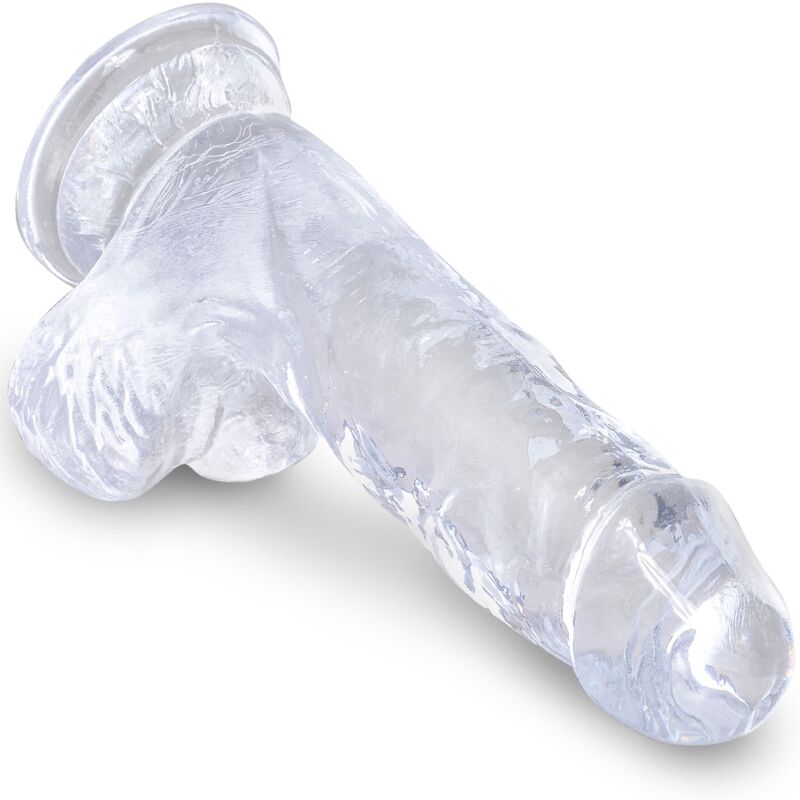 KING COCK - CLEAR REALISTIC PENIS WITH BALLS 10.1 CM TRANSPARENT - Kink&Play