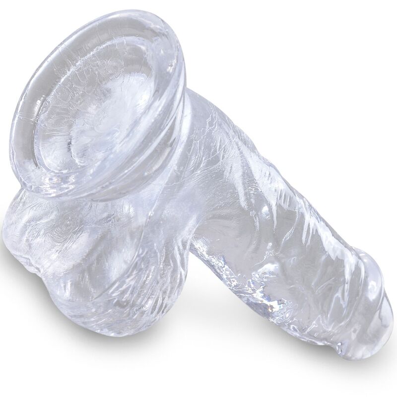 KING COCK - CLEAR REALISTIC PENIS WITH BALLS 10.1 CM TRANSPARENT - Kink&Play