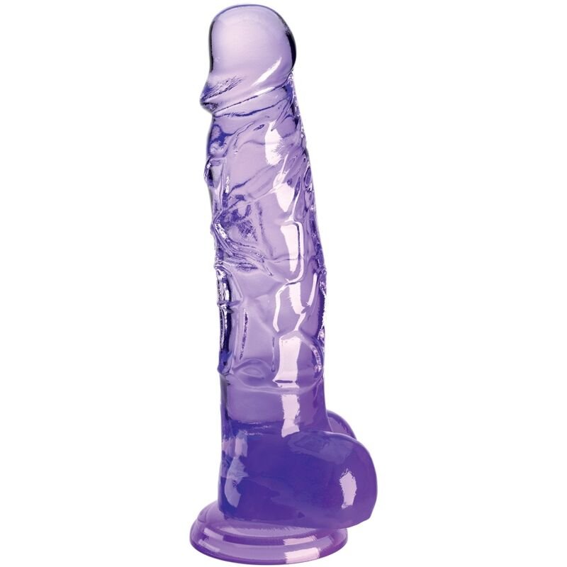 KING COCK - CLEAR REALISTIC PENIS WITH BALLS 16.5 CM PURPLE - Kink&Play