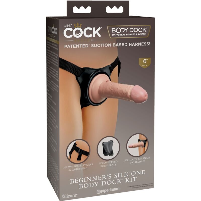 KING COCK - ELITE ADJUSTABLE HARNESS WITH DILDO 15.2 CM FOR BEGINNERS - Kink&Play