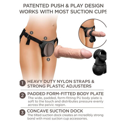 KING COCK - ELITE DELUXE ADJUSTABLE HARNESS KIT RING WITH TESTICLES & DILDO 20.3 CM - Kink&Play