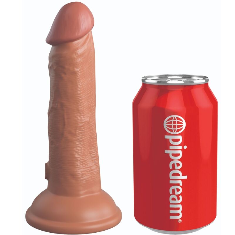 KING COCK - ELITE REALISTIC DILDO VIBRATING & SILICONE 15.2 CM CARAMEL - Kink&Play