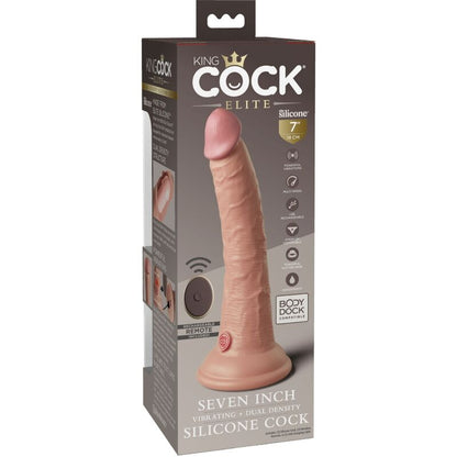 KING COCK - ELITE REALISTIC DILDO VIBRATOR & SILICONE REMOTE CONTROL 17.8 CM - Kink&Play