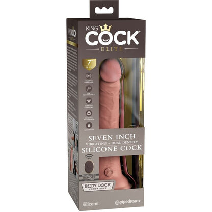 KING COCK - ELITE REALISTIC DILDO VIBRATOR & SILICONE REMOTE CONTROL 17.8 CM - Kink&Play