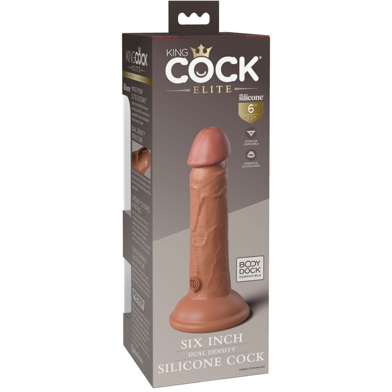 KING COCK - ELITE REALISTIC SILICONE DILDO 15.2 CM CARAMEL - Kink&Play