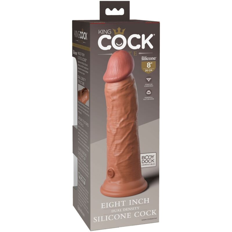 KING COCK - ELITE REALISTIC SILICONE DILDO 20.3 CM CARAMEL - Kink&Play