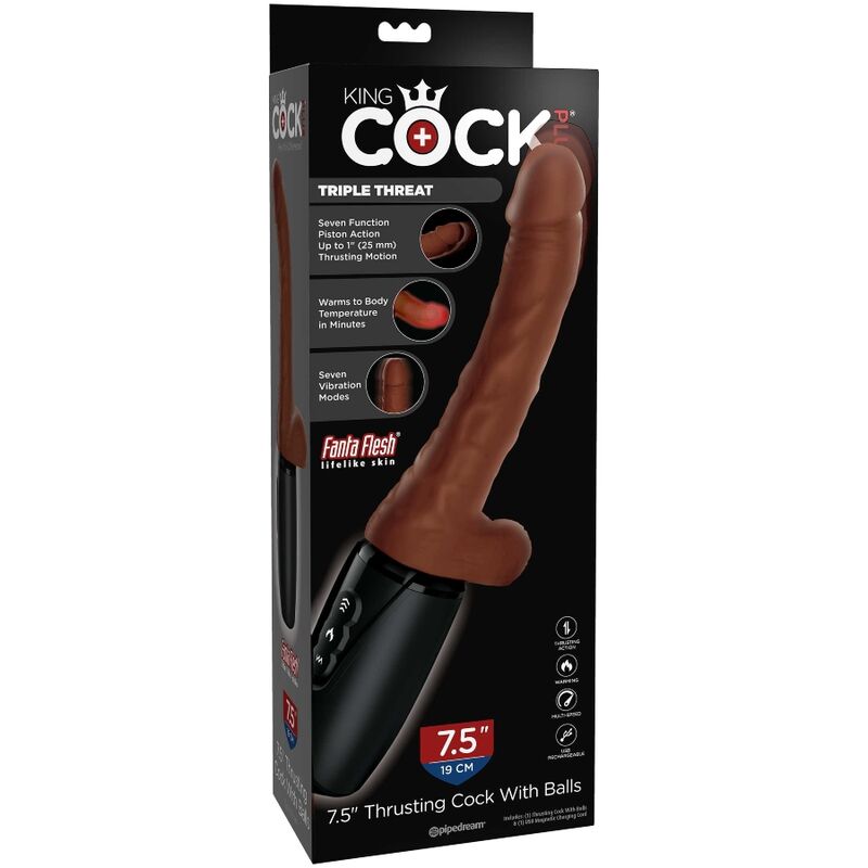 KING COCK - PLUS TRIPLE THREAT BROWN SKIN TONE - Kink&Play