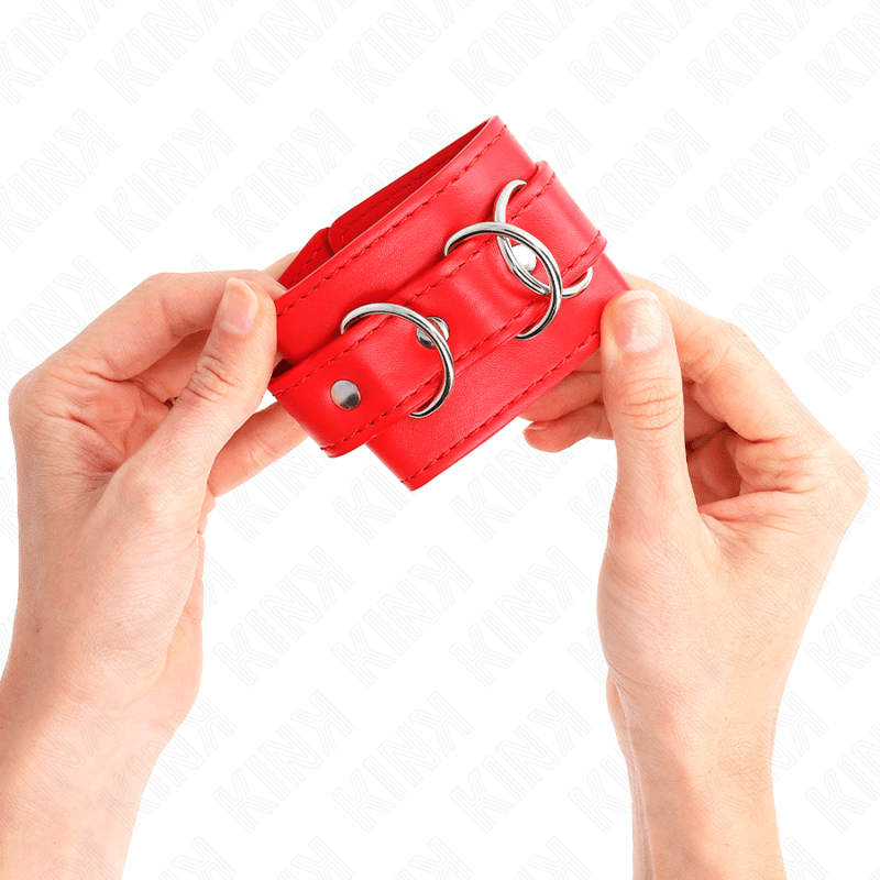 KINK - 3 D - RING WRIST RESTRAINTS ADJUSTABLE RED 17.5 - 25 CM X 6 CM - Kink&Play