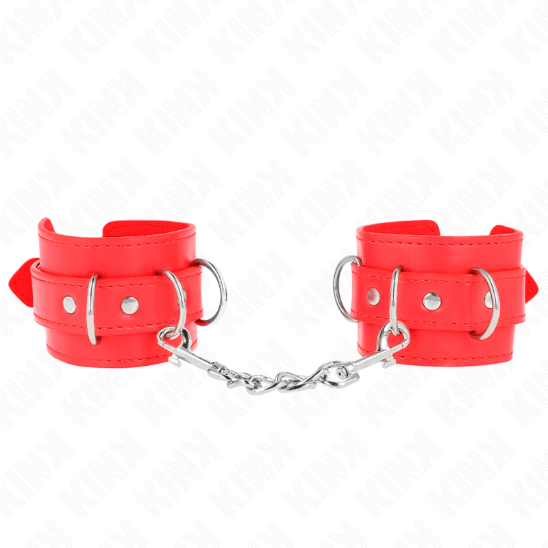 KINK - 3 D - RING WRIST RESTRAINTS ADJUSTABLE RED 17.5 - 25 CM X 6 CM - Kink&Play