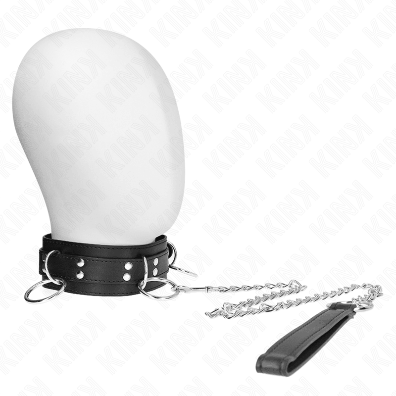 KINK - 3 RING SLAVERY NECKLACE WITH STRAP 80 CM 53 X 5 CM - Kink&Play