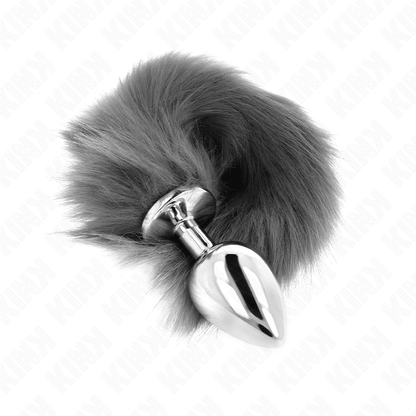 KINK - ANAL PLUG SIZE L 10 X 4 CM WITH SYNTHETIC TAIL 40 CM GREY AND WHITE - Kink&Play