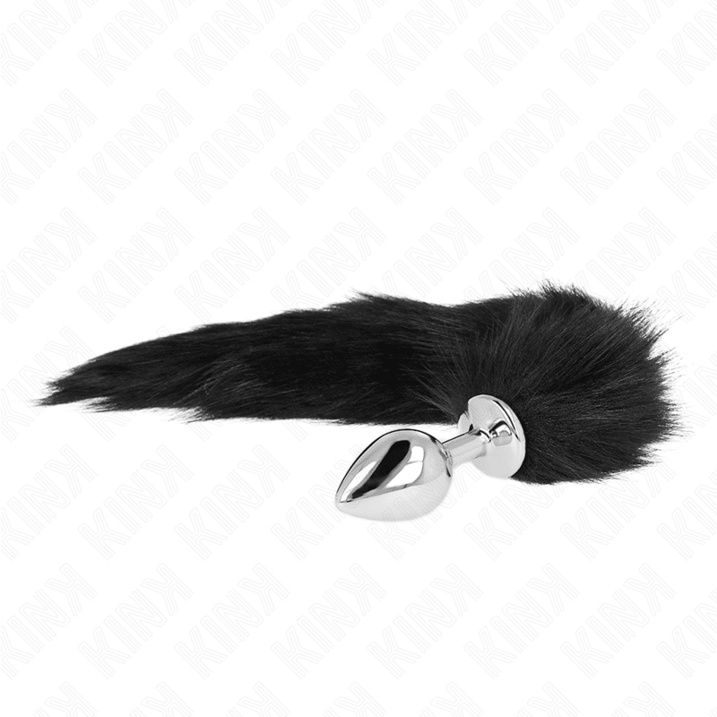 KINK - ANAL PLUG SIZE M 8 X 3.5 CM WITH SYNTHETIC TAIL 40 CM BLACK - Kink&Play