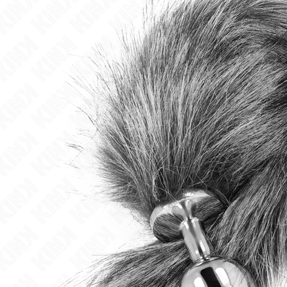 KINK - ANAL PLUG SIZE M 8 X 3.5 CM WITH SYNTHETIC TAIL 40 CM GREY - Kink&Play