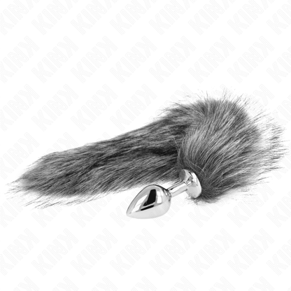 KINK - ANAL PLUG SIZE M 8 X 3.5 CM WITH SYNTHETIC TAIL 40 CM GREY - Kink&Play
