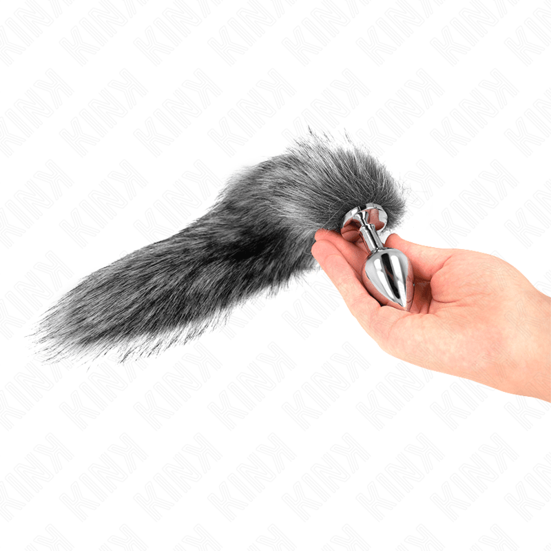 KINK - ANAL PLUG SIZE M 8 X 3.5 CM WITH SYNTHETIC TAIL 40 CM GREY - Kink&Play