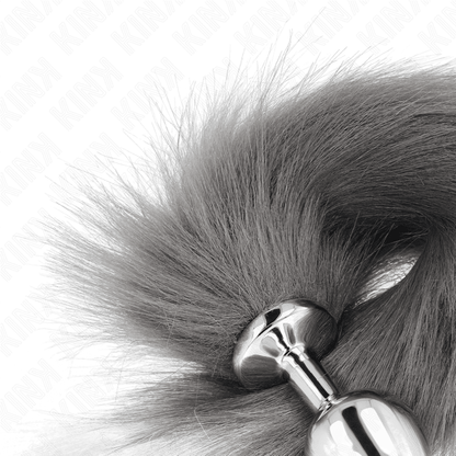 KINK - ANAL PLUG SIZE M 8 X 3.5 CM WITH SYNTHETIC TAIL 40 CM GREY AND WHITE - Kink&Play