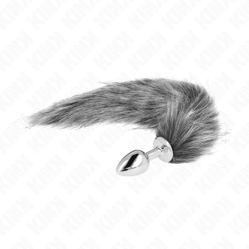 KINK - ANAL PLUG SIZE S 7 X 3 CM WITH SYNTHETIC TAIL 40 CM GREY - Kink&Play
