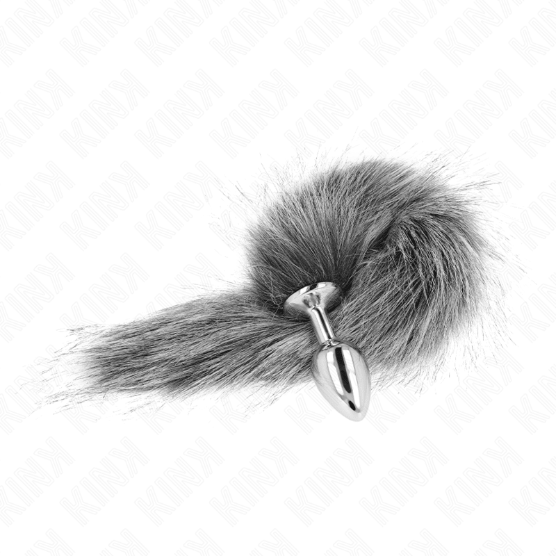 KINK - ANAL PLUG SIZE S 7 X 3 CM WITH SYNTHETIC TAIL 40 CM GREY - Kink&Play