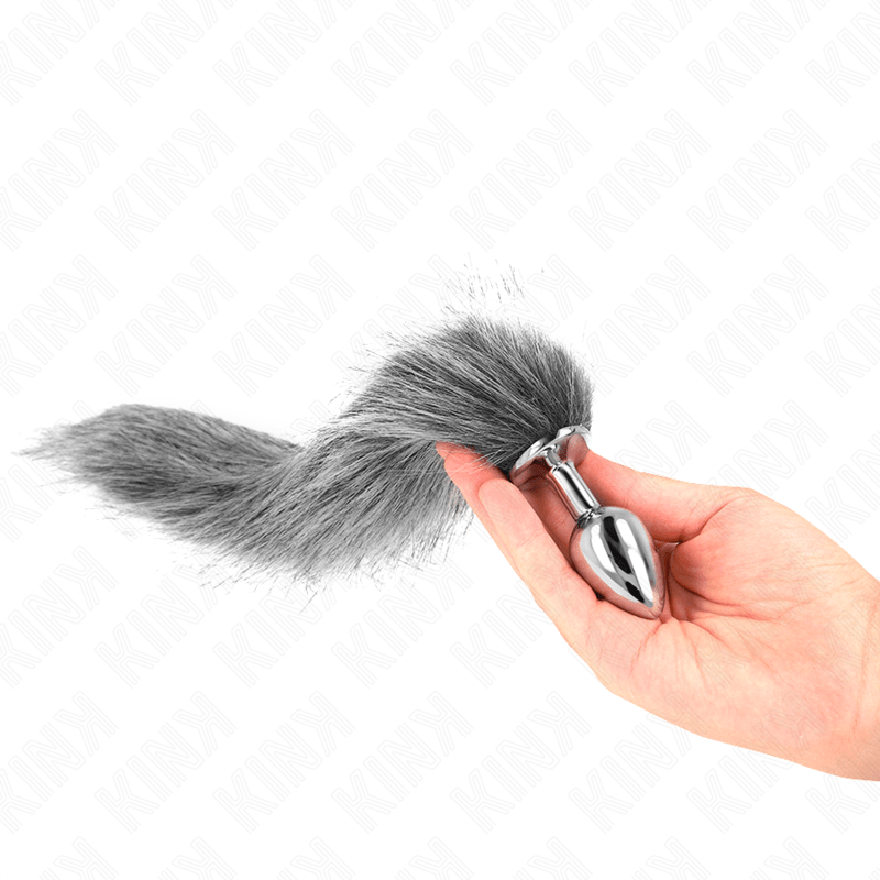 KINK - ANAL PLUG SIZE S 7 X 3 CM WITH SYNTHETIC TAIL 40 CM GREY - Kink&Play