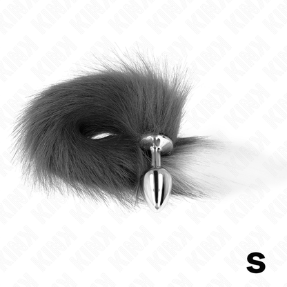 KINK - ANAL PLUG SIZE S 7 X 3 CM WITH SYNTHETIC TAIL 40 CM GREY AND WHITE - Kink&Play