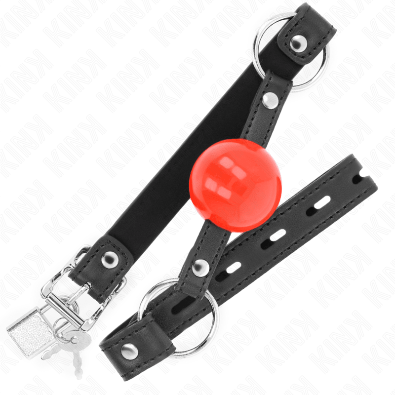 KINK - BALL 4 CM GAG WITH LOCK RED BALL BLACK STRAP 60 x 2 CM - Kink&Play