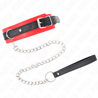 KINK - BASIC MODEL COLLAR WITH LEASH 65 CM MODEL 3 RED 53 X 5 CM - Kink&Play