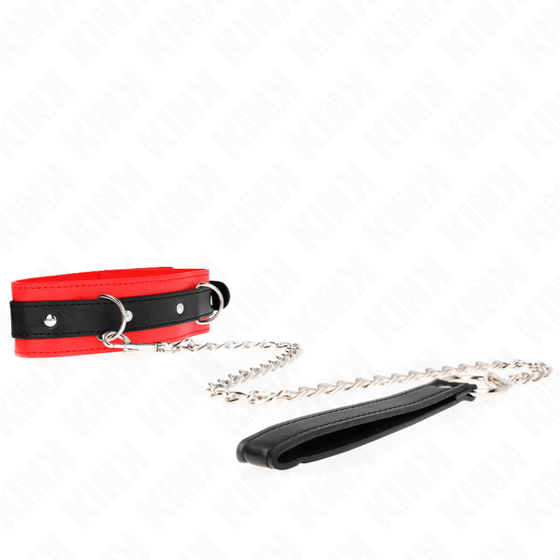 KINK - BASIC MODEL COLLAR WITH LEASH 65 CM MODEL 3 RED 53 X 5 CM - Kink&Play