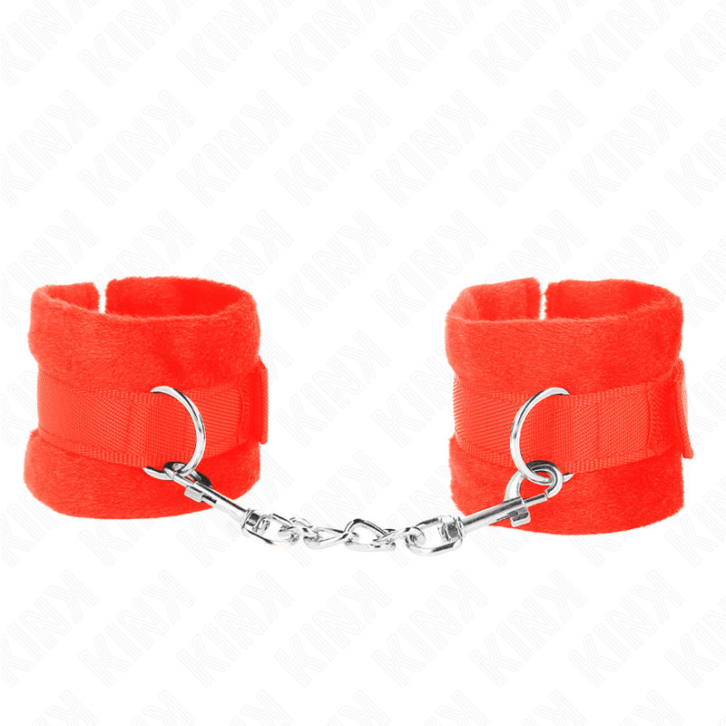 KINK - BEGINNER FUR HAND CUFFS RED 30 X 7 CM - Kink&Play
