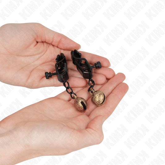 KINK - BELL JAW STYLE NIPPLE CLAMPS BLACK 7 CM - Kink&Play