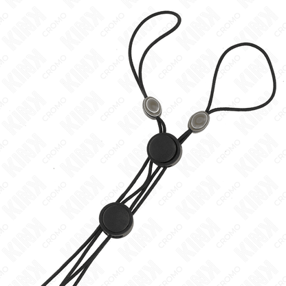 KINK - BLACK DETAIL NIPPLE CLAMPS WITH BLACK ELASTIC - Kink&Play
