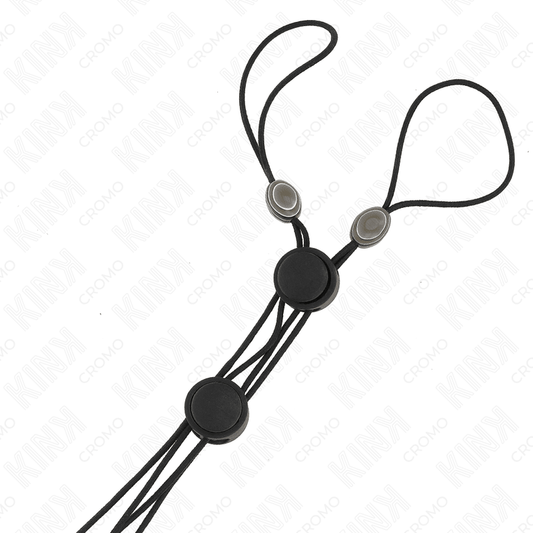 KINK - BLACK DETAIL NIPPLE CLAMPS WITH BLACK ELASTIC - Kink&Play