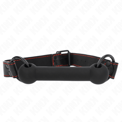 KINK - BONE GAG WITH LEATHERETTE STRAP BLACK ADJUSTABLE 41 - 57 CM - Kink&Play
