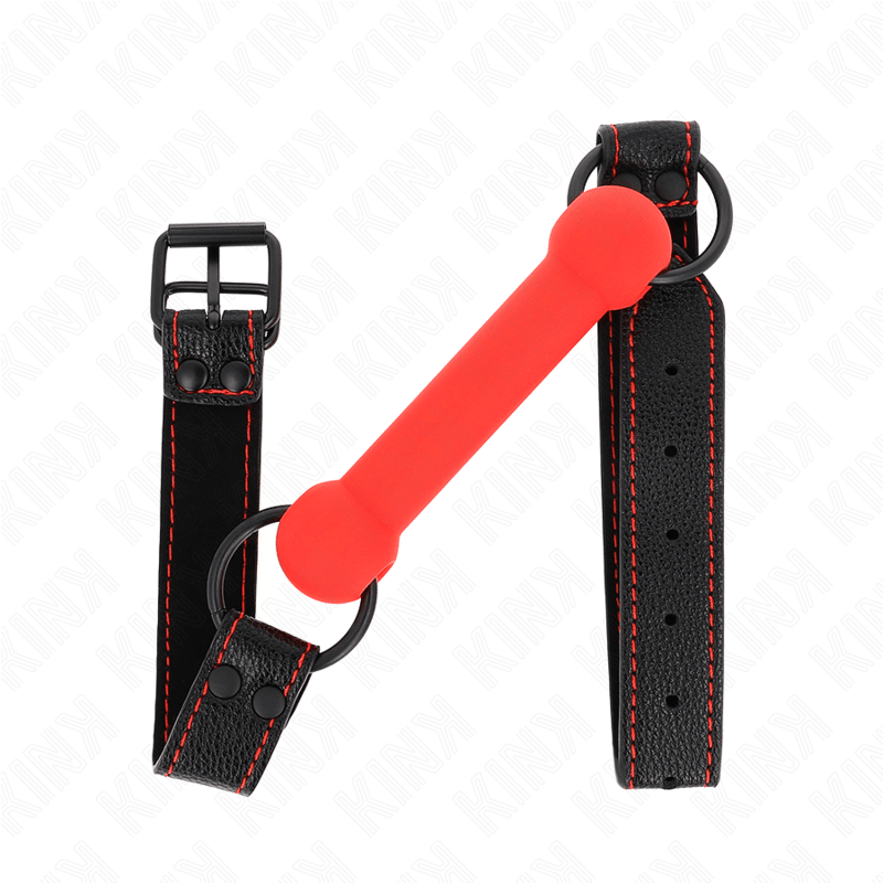KINK - BONE GAG WITH LEATHERETTE STRAP RED ADJUSTABLE 41 - 57 CM - Kink&Play