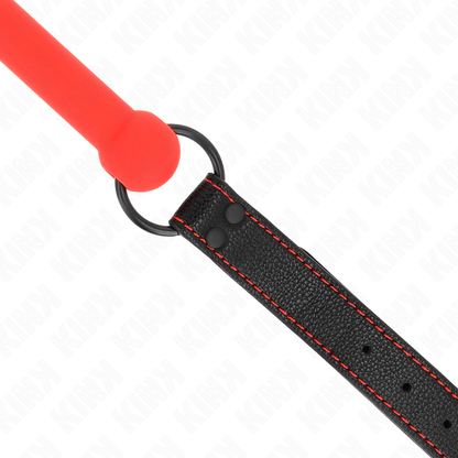 KINK - BONE GAG WITH LEATHERETTE STRAP RED ADJUSTABLE 41 - 57 CM - Kink&Play