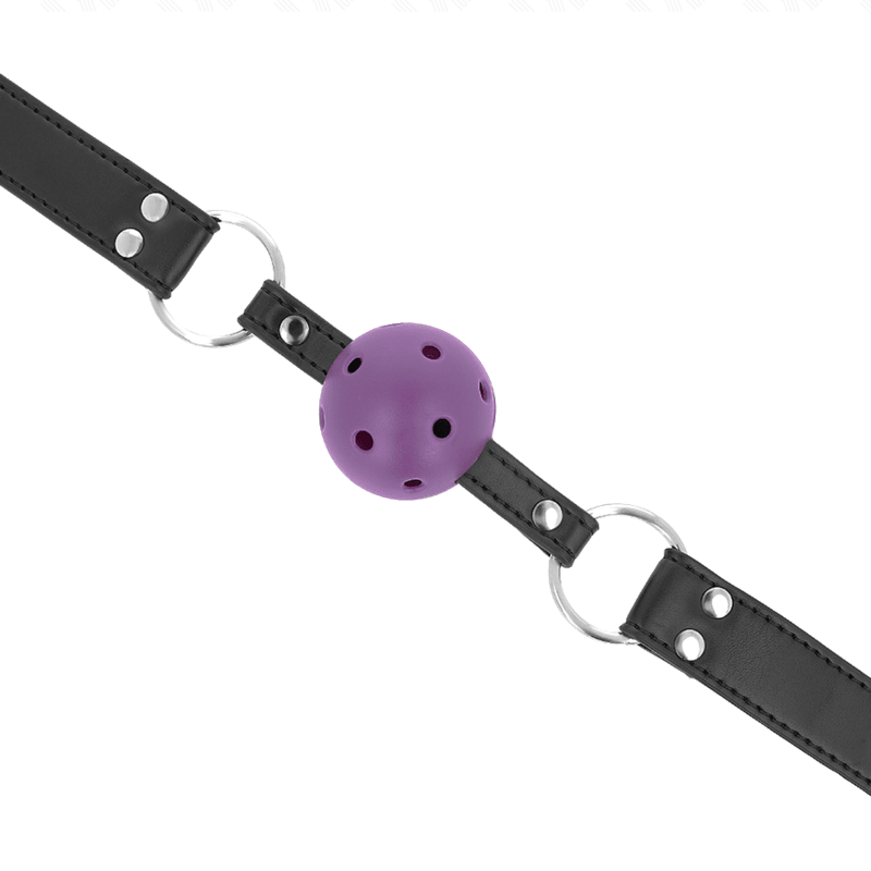 KINK - BREATHABLE BALL 4 CM GAG WITH DOUBLE RIVET PURPLE 62.5 x 2.5 CM ADJUSTABLE 42 - 58 CM - Kink&Play